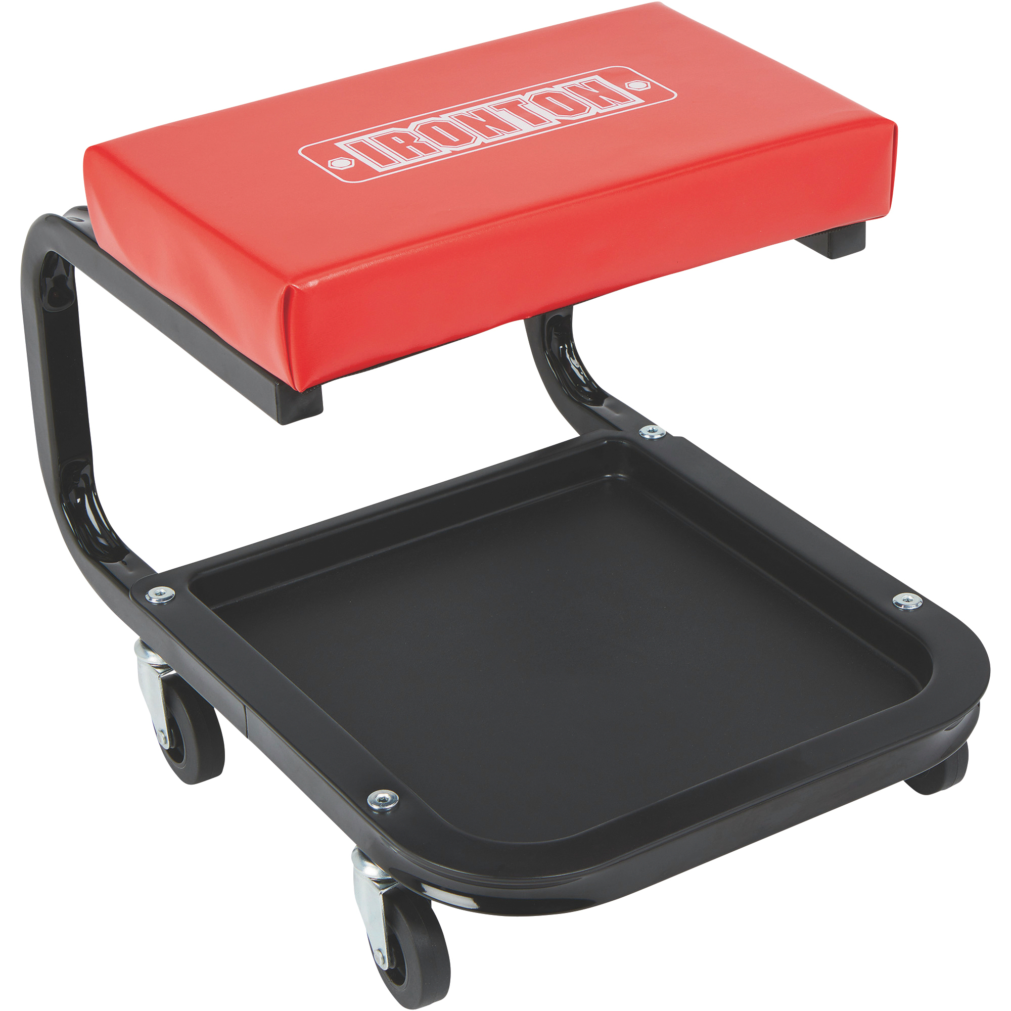 Ironton Mechanic’s Roller Seat, 250-Lb. Capacity, 14-1/2in. Height, Tool Tray, 2-1/2in. Casters